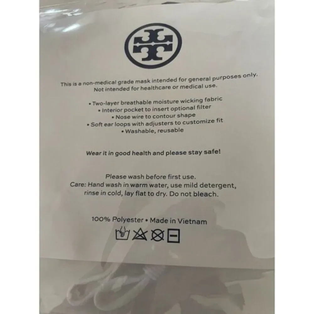 4 Tory Burch Printed‎ Two Layer Adjustable Face Mask New Limited Print